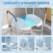 Height Adjustable Aluminium Shower Chair With Padded Seat For Elderly Support, Light Blue
