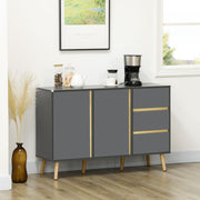 Modern Sideboard with Adjustable Shelves and Storage Drawers for Dining Room Dark Grey