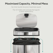 50L Touchless Kitchen Rubbish Bin with Motion Sensor Lid for Home or Office Silver