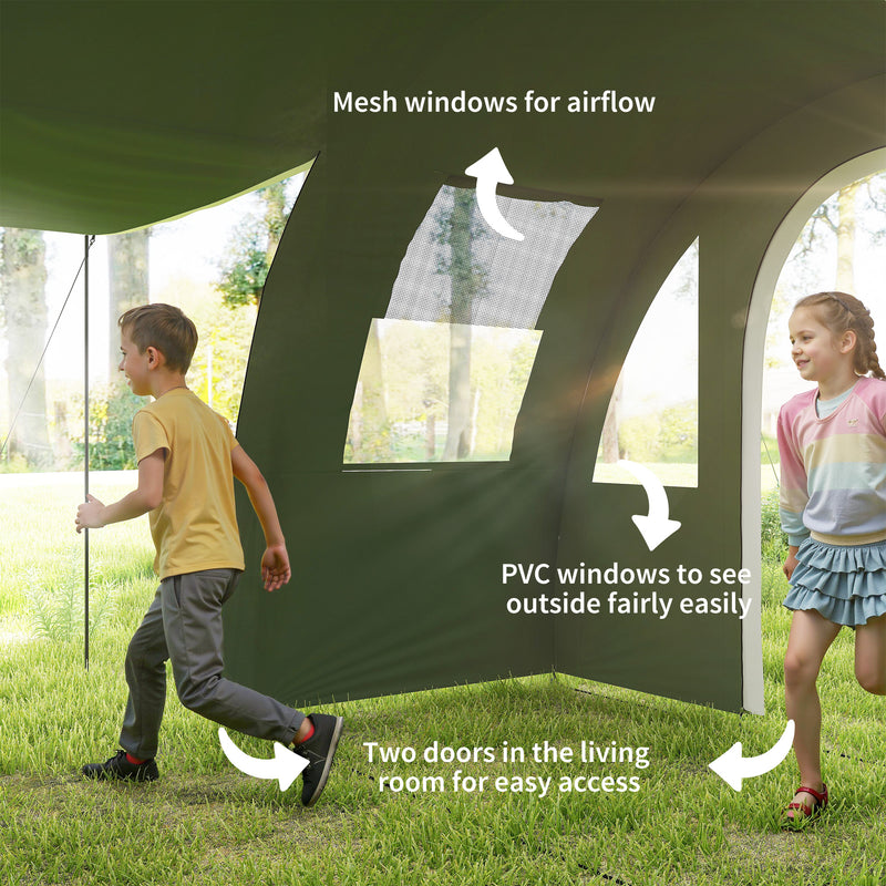 6 Person Family Tent with Separate Living and Sleeping Areas for Comfortable Camping Green