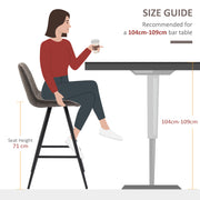 Set of 2 Vintage Bar Stools with Padded Quilted Seats and Steel Frame for Home Bar Dark Grey