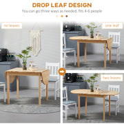 Natural Wooden Drop-Leaf Dining Table Seats 4-6 by HOMCOM