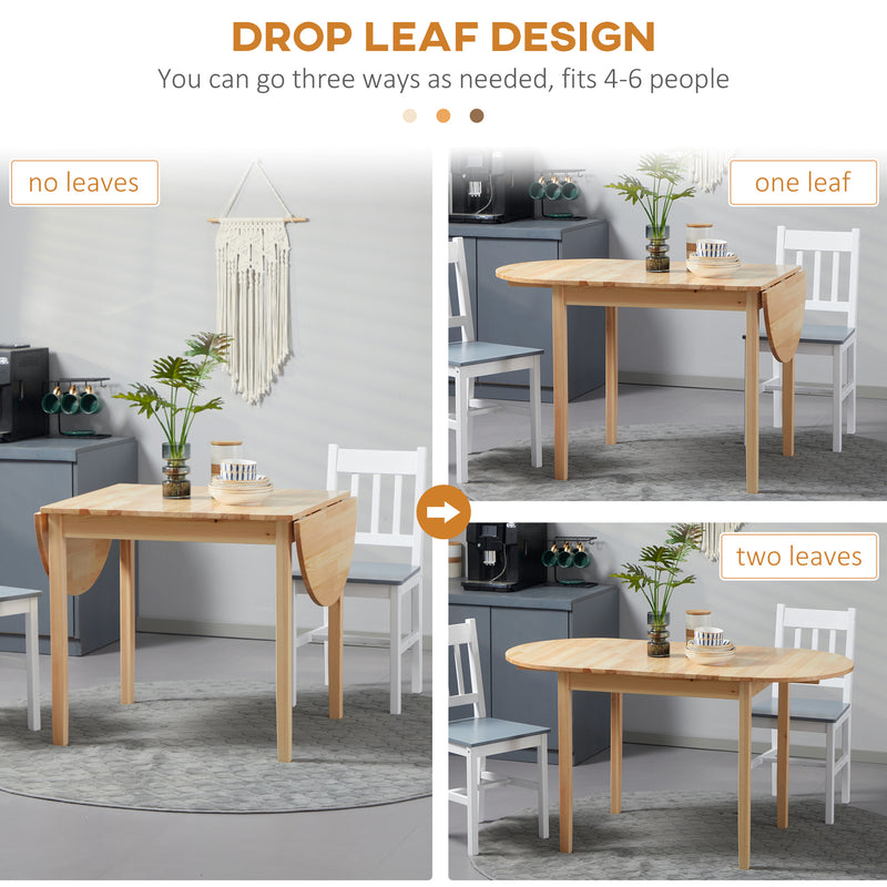 Natural Wooden Drop-Leaf Dining Table Seats 4-6 by HOMCOM