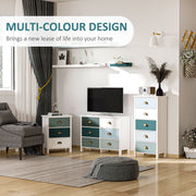 Set of 2 Bedside Tables with 3 Drawers Ideal for Bedroom or Living Room Grey and Blue AOSOM