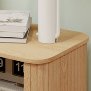 Bedside Table with Sliding Roller Shutter Doors and Metal Legs Oak Tone by HOMCOM