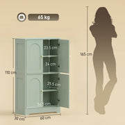 Pantry Storage Cabinet with Adjustable Shelves for Kitchen or Hallway Organisation Green AOSOM