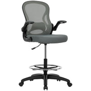 Ergonomic Mesh Draughtsman Chair with Lumbar Support and Foot Ring for Standing Desk Charcoal Grey