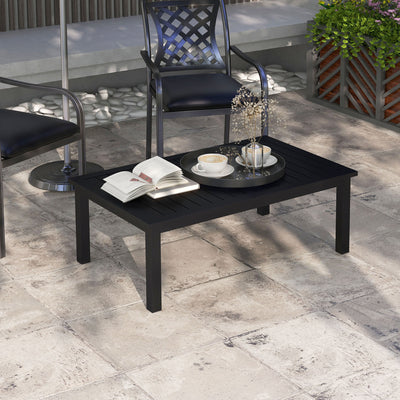 Black Aluminium Rectangular Outdoor Coffee Table 100cm x 60cm Weather Resistant by Outsunny