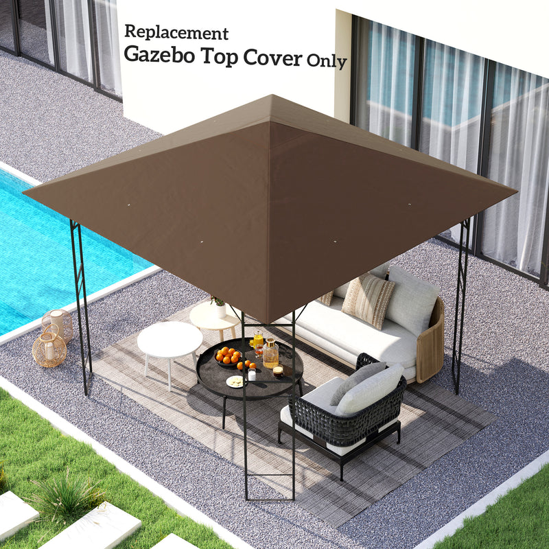 Brown 3 x 3m Gazebo Canopy Replacement Cover Water-Resistant with Drain Holes by Outsunny