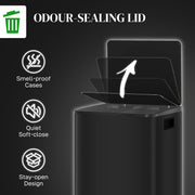 Black 50L Dual Compartment Indoor Kitchen Recycling Bin with Deodorisers - Stainless Steel
