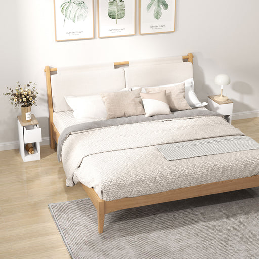 Set of Two White Modern Bedside Tables With Storage by HOMCOM