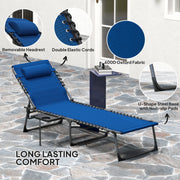 Five Position Reclining Sun Lounger in Dark Blue for Garden and Patio by Outsunny