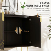 Art Deco Style Sideboard with Adjustable Shelf Ideal for Dining or Living Room Black Gold