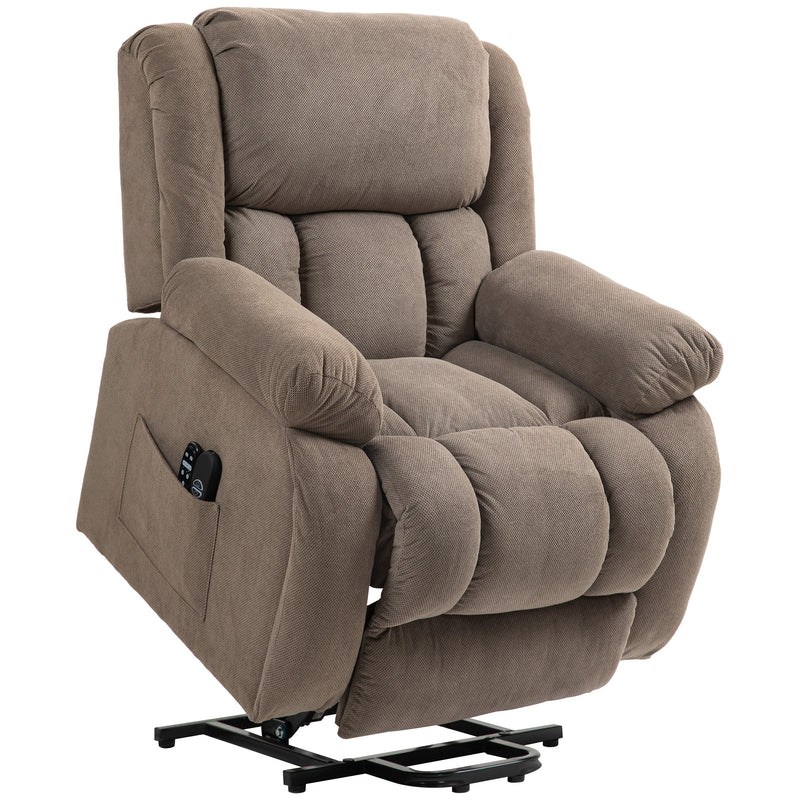 Electric Recliner Chair with Massage Heat and Lift Assist for Easy Relaxation Light Brown AOSOM