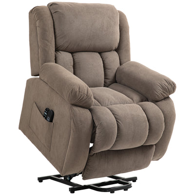 Electric Recliner Chair with Massage Heat and Lift Assist for Easy Relaxation Light Brown AOSOM