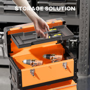 3 in 1 Stackable Rolling Tool Box Orange With Wheels For Easy Garage Organisation