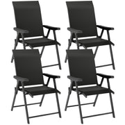 Set of Four Black Folding Outdoor Chairs Lightweight and Portable by Outsunny