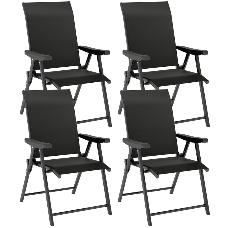 Set of Four Black Folding Outdoor Chairs Lightweight and Portable by Outsunny