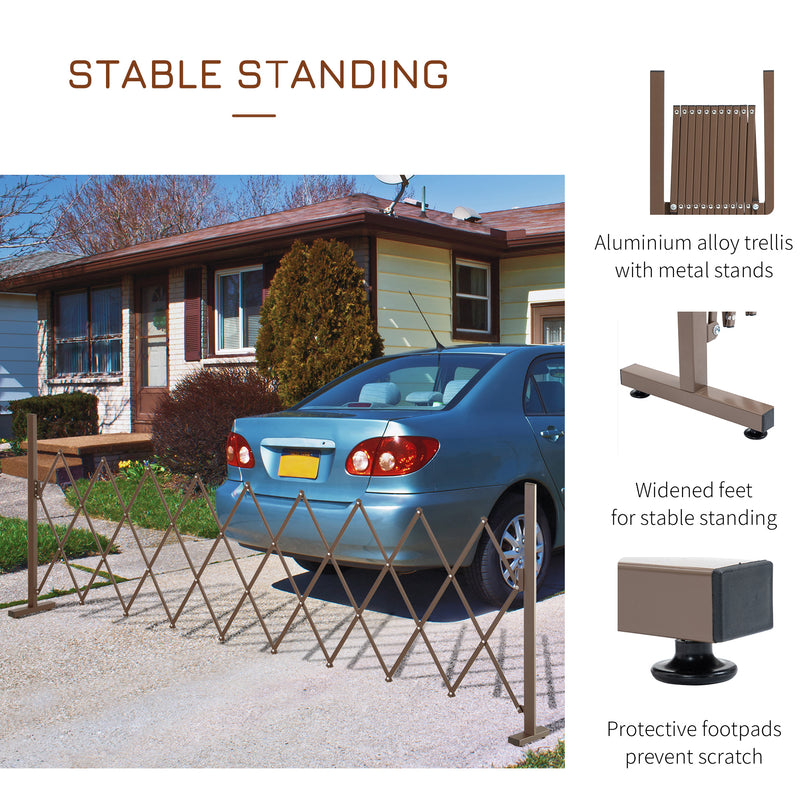 Set of 2 Freestanding Foldable Garden Fences Aluminium Expandable Picket Design Dark Brown