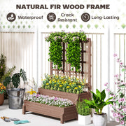 2 Tier Wooden Raised Garden Bed with Trellis and Drainage for Climbing Plants and Vegetables by Outsunny