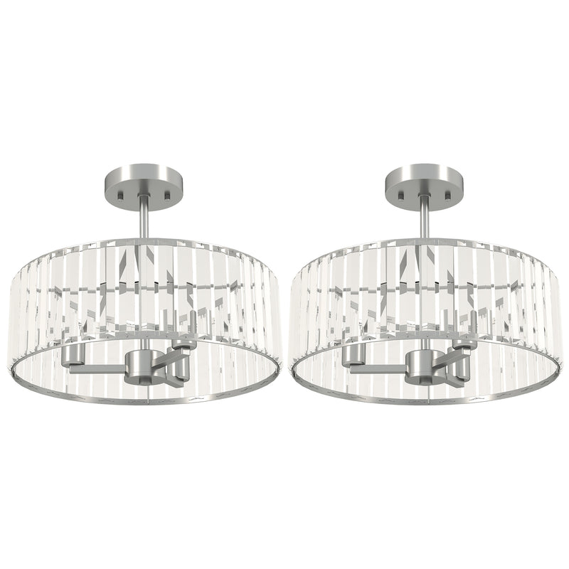 Crystal Ceiling Light for Sparkling Living Room or Hallway Illumination Silver Tone Homcom