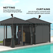 3m x 3m Hardtop Gazebo with Steel Roof and Curtains Waterproof Pavilion by Outsunny