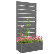 Grey Garden Planter Box with Back Trellis for Climbing Plants Outdoor Patio Display