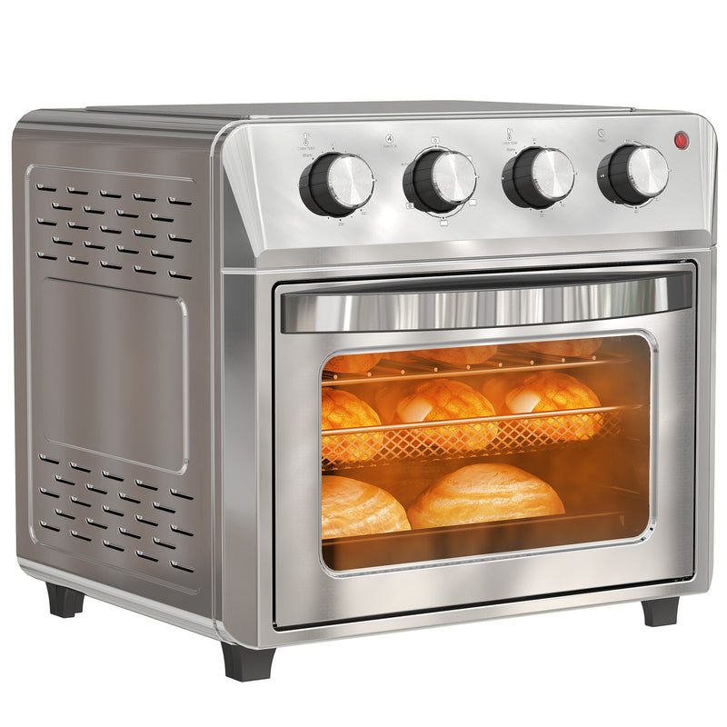24L Silver Air Fryer Oven 1600W Oil Free Cooking with Timer Touch Screen by HOMCOM