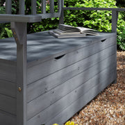 Grey Two Seater Wooden Garden Storage Bench With Storage by Outsunny