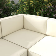 Gold Metal Garden Sofa Set 6 Seater Modular Design With Cushions And Glass Top Coffee Table Outsunny