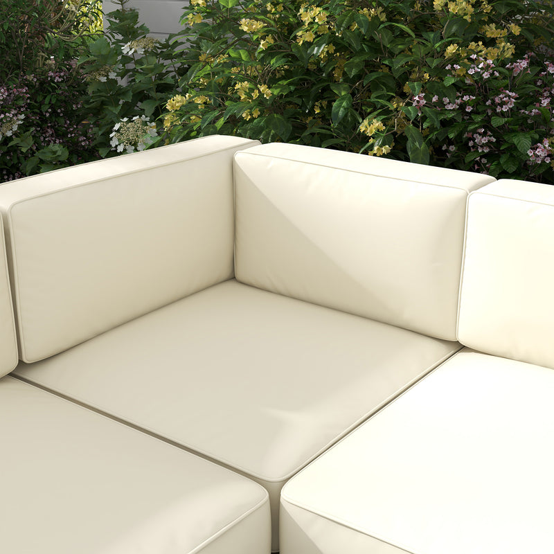 Gold Metal Garden Sofa Set 6 Seater Modular Design With Cushions And Glass Top Coffee Table Outsunny