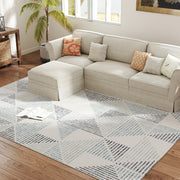 Large Geometric Non Slip Washable Area Rug Ideal for Living Room or Office Multi Coloured