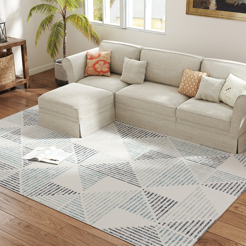 Large Geometric Non Slip Washable Area Rug Ideal for Living Room or Office Multi Coloured