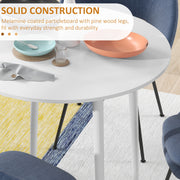 Folding Round Dining Table for 4 with Drop Leaf Space Saving Design for Small Kitchens White