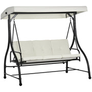 3 Seater Garden Swing Chair with Adjustable Canopy and Metal Frame Cream White by Outsunny