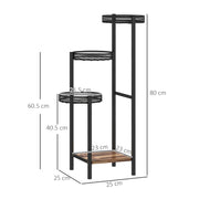 Black Four Tier Steel Plant Stand for Indoor and Outdoor Use by Outsunny