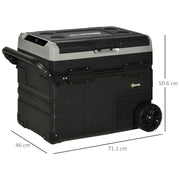 50L Portable Car Fridge Freezer with LED Light and Cup Holders for Travel Grey AOSOM