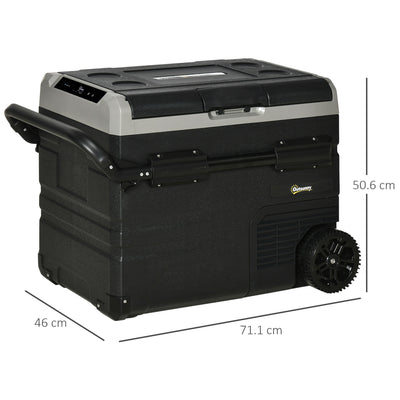 50L Portable Car Fridge Freezer with LED Light and Cup Holders for Travel Grey AOSOM