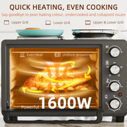 Black 28L Mini Oven with Hot Plates Grill Bake Roast Boil 2600W by HOMCOM