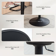 Set of Two Grey Upholstered Tub Bar Stools with High Back for Kitchen Island