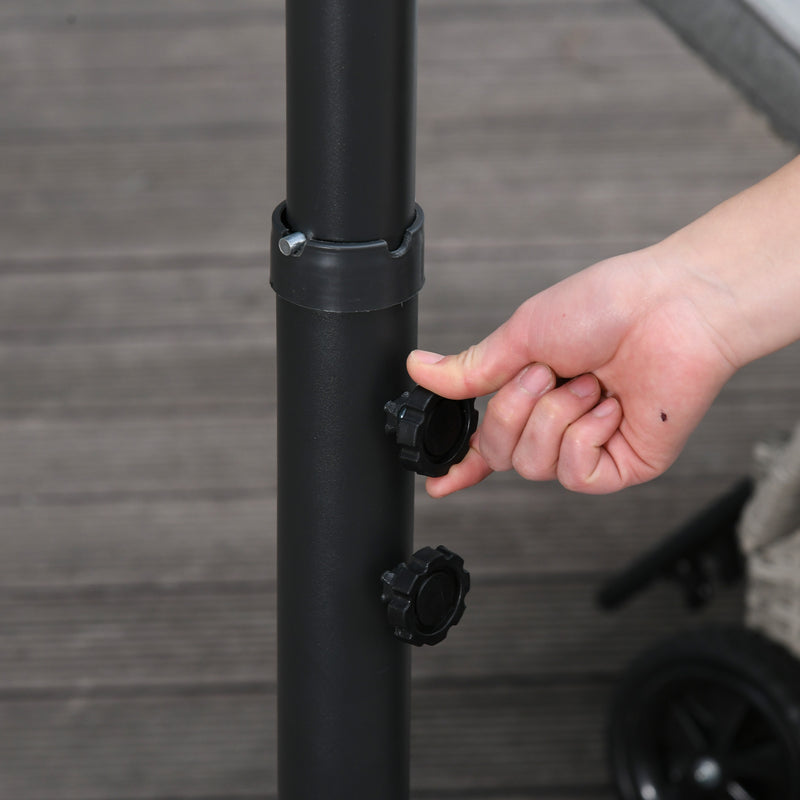 Black 2.45m Cantilever Garden Parasol With Cross Base Waterproof And UV Protection