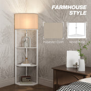 White Three-Shelf Corner Floor Lamp with Soft Lighting by HOMCOM