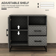 Grey Freestanding Sideboard with Adjustable Shelf Drawers and Open Storage Compartment by HOMCOM
