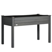 Outsunny Raised Bed for Garden, Wooden Elevated Planter Box with Bed Liner, for Flower Vegetable Herb, Dark Grey AOSOM