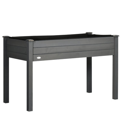 Outsunny Raised Bed for Garden, Wooden Elevated Planter Box with Bed Liner, for Flower Vegetable Herb, Dark Grey AOSOM