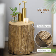 Side Table with Realistic Tree Stump Design for Indoor or Outdoor Use Natural AOSOM