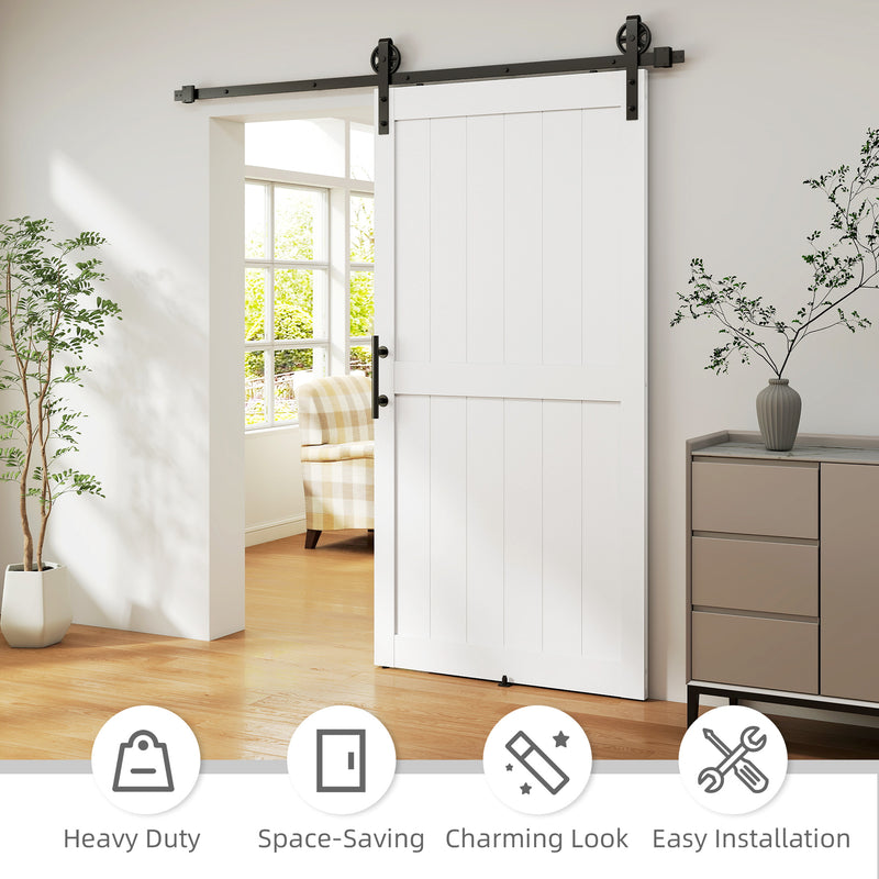 Sliding Barn Door Kit for Quiet Space Saving Room Separation White