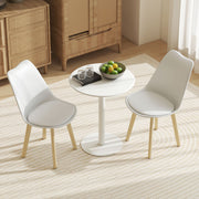 Round Dining Table with Steel Base Ideal for Kitchen or Living Room Use White AOSOM