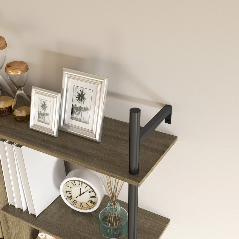 Grey Wood Effect Three Tier Floating Wall Shelf for Storage and Display by HOMCOM