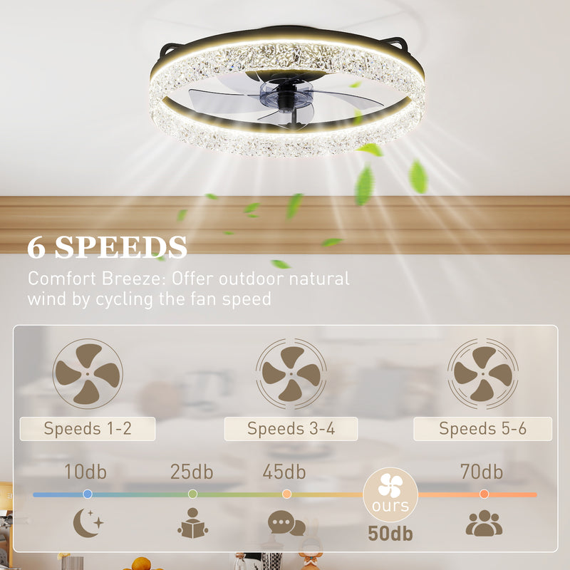 Ceiling Fan with Light and Smart Controls for Year Round Comfort Black AOSOM